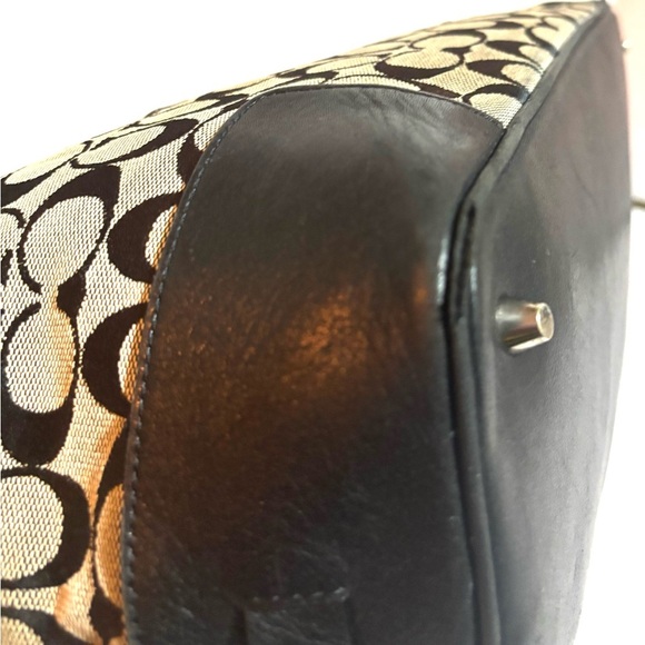 Coach Black and Tan Signature print canvas Tote Bag - Picture 5 of 9